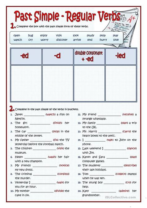 Simple Past Regular Verbs Worksheet Free Esl Printable Worksheets