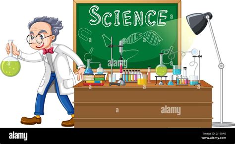 Personnage De Dessin Anim Scientifique Avec Illustration D Objets De