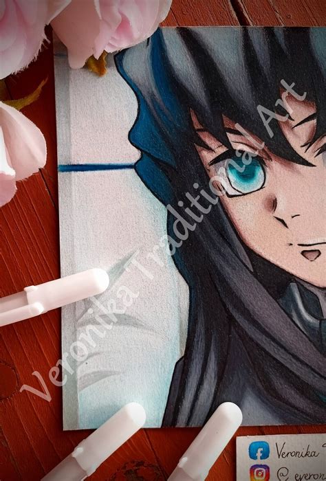 Anime Colored Pencil Drawing Realistic As A Print Demon Pillar Hashira