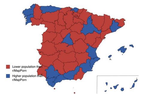 Spanish provinces with a higher/lower population than this subreddit # ...