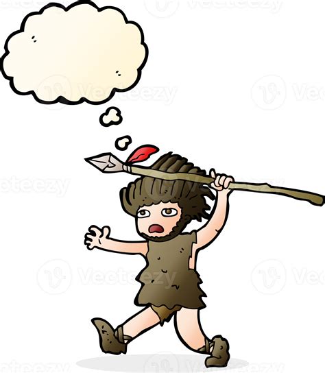 Cartoon Caveman With Thought Bubble 39944368 Png