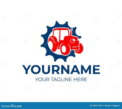 Tractor In Gear Machinery Dealer Logo Design Agricultural Machinery