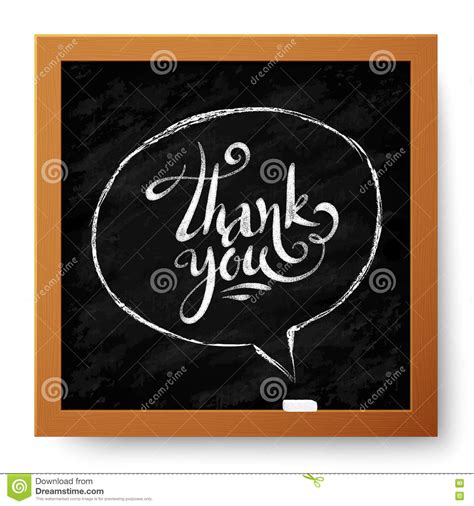 Hand Drawn Thank You Sign In Speech Bubble On Chalk Board Background