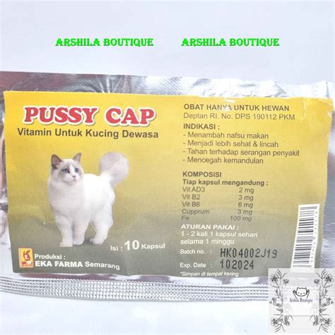 Jual Pussy Cap Vitamin Kucing Penambah Nafsu Makan Vit Daya Tahan Tubuh Shopee Indonesia