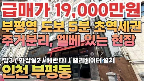 번호b 1071호선 인천1호선 부평역 도보 5분 역세권 17년식 준신축 엘베있는 주거분리 현장 주거 상업 인프라 우수 인천