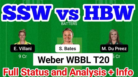 Ssw Vs Hbw Dream Prediction Ll Ssw Vs Hbw Weber Wbbl T Match Ll Top