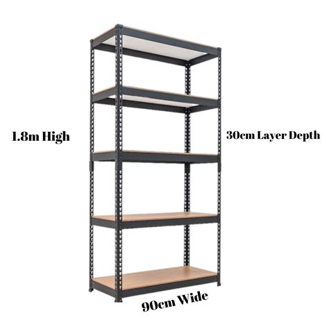 Storage Rack Shelf Black Steel And Mdf Wood 3 Sets Of 5 Tiers 30cm