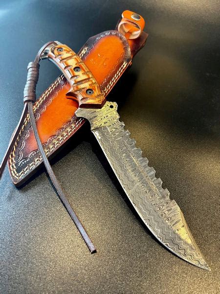 Custom Handmade Damascus Steel Fighter Bowie Knife With Exotic Wood Ha Kbs Knives Store