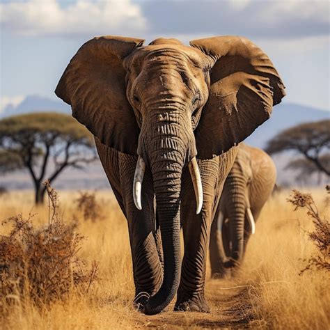 Premium Ai Image Majestic African Elephant In Savanna