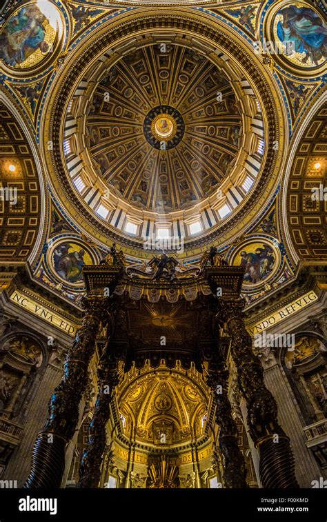 Bernini's baldachin and dome of St Peter's Basilica. Vatican City, Rome ...