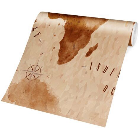 Papier Peint Intiss World Map Watercolor Beige Brown Mural Format