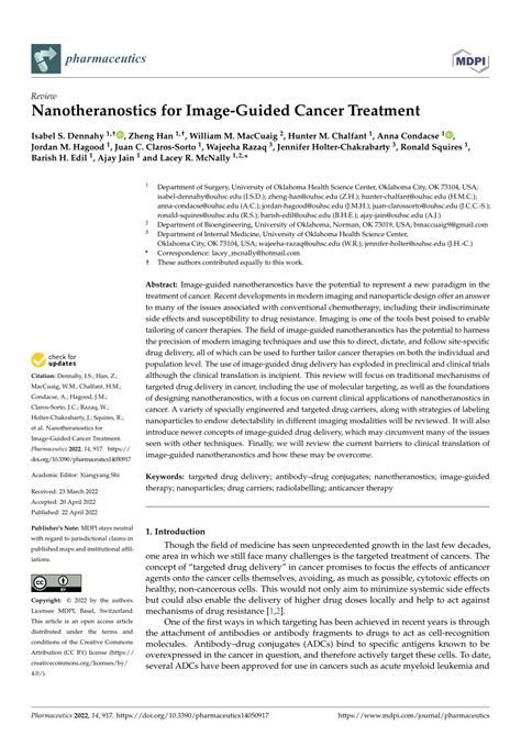 PDF Nanotheranostics For Image Guided Cancer Treatment