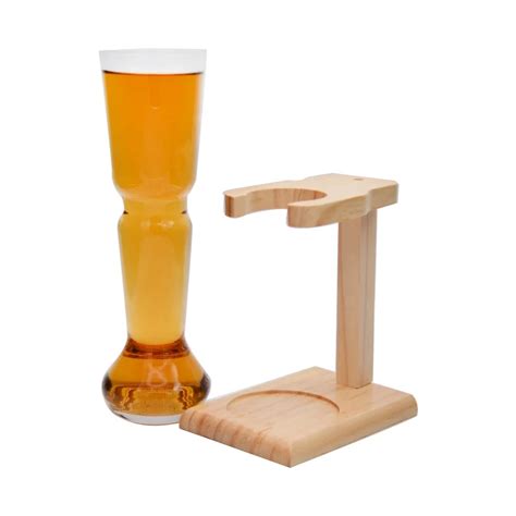 Customized New Fashion 550ml Long Yard Glass Beer Glass With Wood Stand For Beerfest Buy