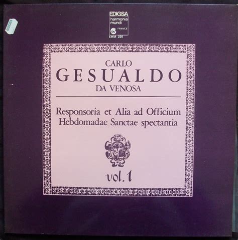 Carlo Gesualdo Responsoria At Alia Ad Officium Hebdomadae Sanctae