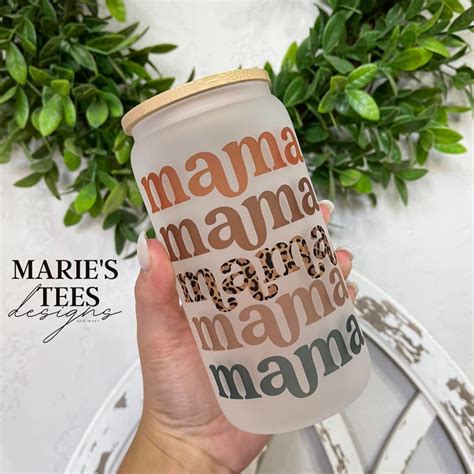 Mama Glass Tumbler Design Frosted Mason Jars Frosted Cup