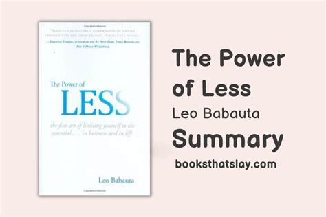 The Power Of Less Book Summary