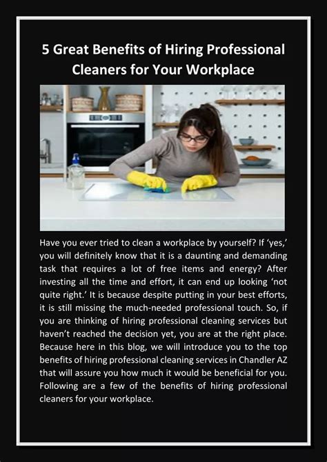 PPT 5 Great Benefits Of Hiring Professional Cleaners For Your