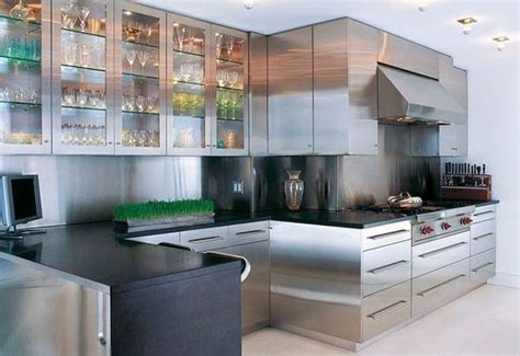 Stainless Steel Kitchen Cabinets With Glass Doors Glass Door Ideas