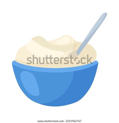 Vitamin B12 Enriched Curd Cartoon Illustration Organic Stock Vector