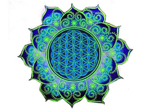 Fraktal Blume Des Lebens Blau Flower Of Life Sacred Art Mandala