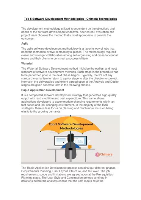 Ppt Top 5 Software Development Methodologies Chimera Technologies