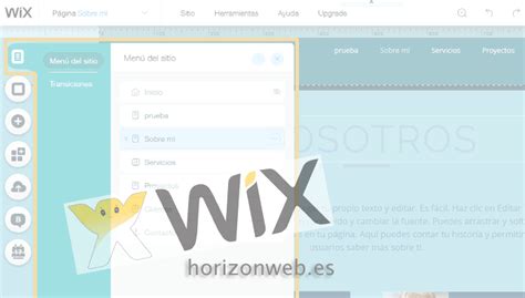 Cómo crear páginas con el editor Wix y configurarlas horizonweb es