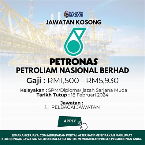 Jawatan Kosong Petronas Ambilan Februari Gaji Rm Rm