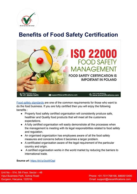 Benefits Of Food Safety Certification By Sis Certifications Issuu