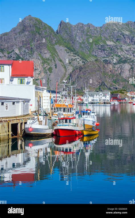 Henningsvaer Fishing Village Lofoten Islands Arctic Norway Stock Photo