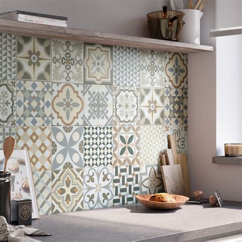 Carrelage Sol Mur Effet Patchwork Melanges Des Nuances Beiges Antan L