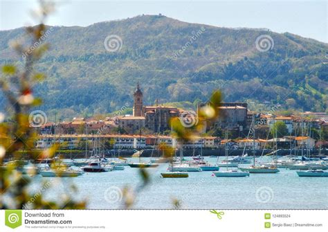 The town of Hondarribia stock photo. Image of mountain - 124893524