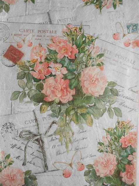 Pink Wild Roses Bouquet Vintage Letters Decoupage Rice Paper