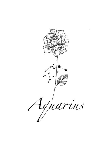 Aquarius Constellation Tattoo Rose Flower Tattoo Design Etsy