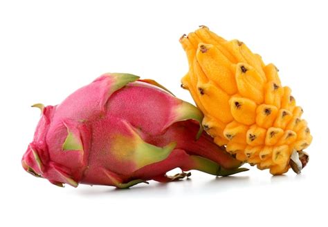 Premium Photo Yellow Pitahaya And Dragon Fruit Isolated On White