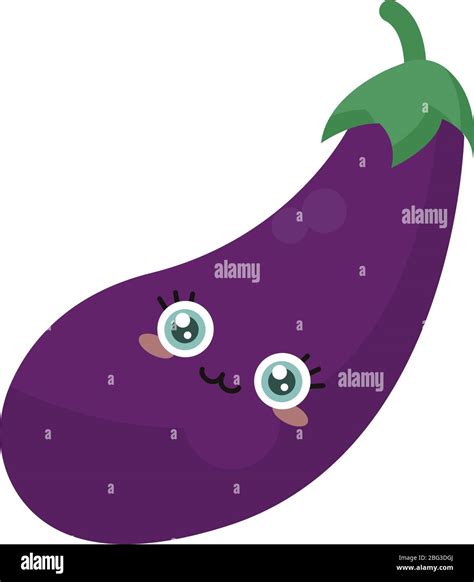 Cute Eggplant Illustration Vector On White Background Stock Vector