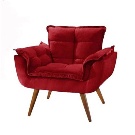 Poltrona Decorativa Opala Suede Vermelho Twdecora MadeiraMadeira