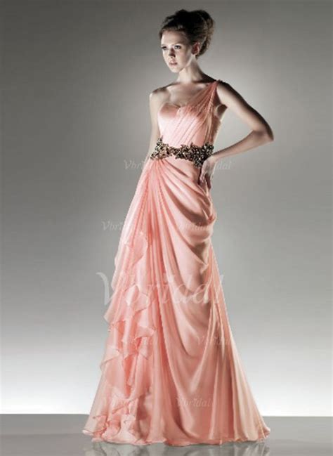 132 35 A Linie Princess Linie One Shoulder Träger Bodenlang Chiffon