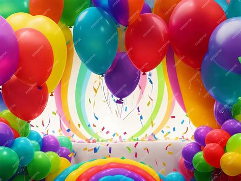 Premium AI Image | Party with balloons rainbow colors Generative AI ...