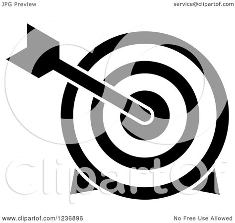 Clipart Of A Black And White Bullseye Archery Arrow And Target Icon Royalty Free Vector