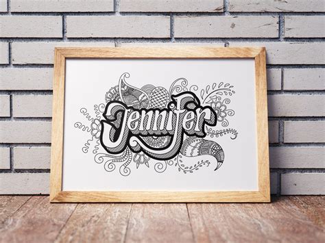 Jennifer Name Doodle Art Digital Print Digital Prints Etsy