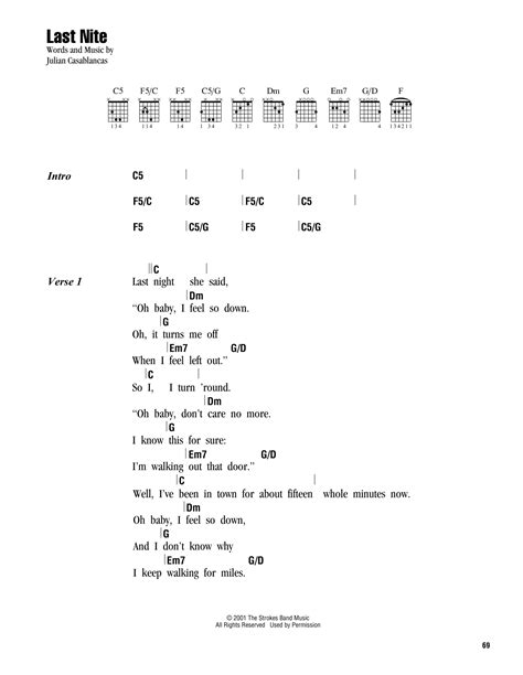 Last Nite by The Strokes - Guitar Chords/Lyrics - Guitar Instructor