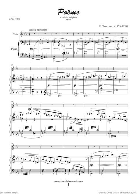 Chausson Poeme Op Sheet Music For Violin And Piano Pdf