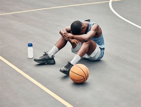 Basketball Man Sports Burnout And Game Fatigue On Court Sport Training