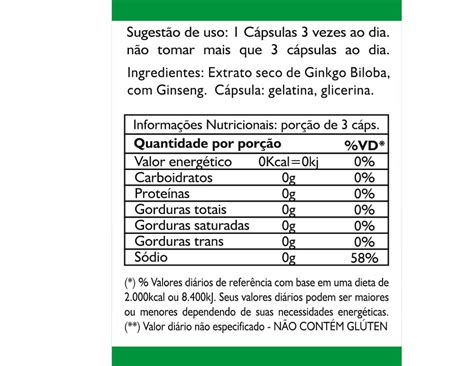 Kit 2 Ginkgo Biloba Ginseng 240cáps 500mg Status Verde Status Verde