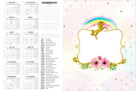 Calendario Unicornio Fazendo A Nossa Festa