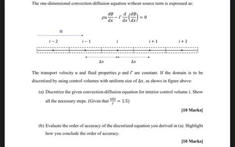 Solved The one-dimensional convection-diffusion equation | Chegg.com