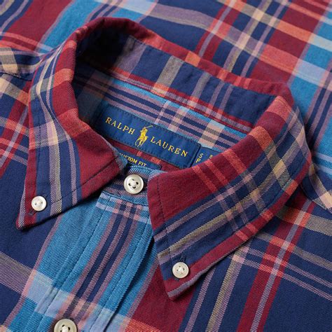 Polo Ralph Lauren Madras Check Button Down Shirt Aegean And Brick Multi End