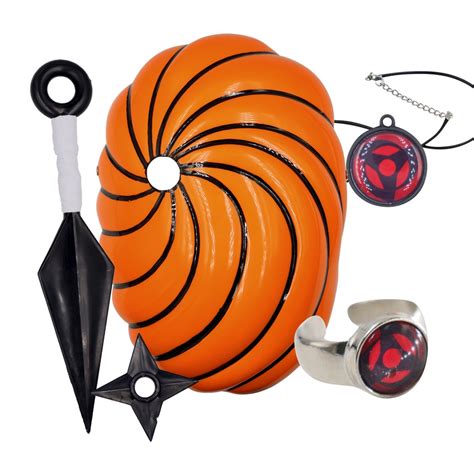 Kit Fantasia Naruto Mascara Tobi Kunai Colares Sharingan Madara