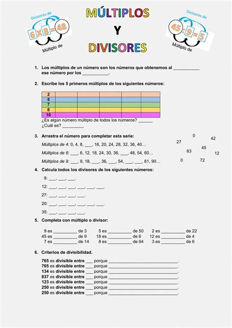 Multiplos Y Divisores De Un Numero