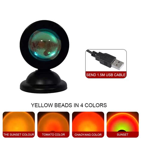 RGB Sunset LED Proyector Lámpara Luz De Noche USB Control Remoto Para